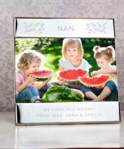 Personalised Silver Floral Square 6×4 Landscape Photo Frame