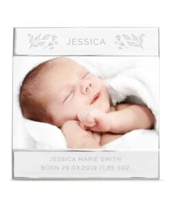 Personalised Silver Floral Square 6×4 Landscape Photo Frame