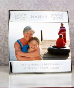 Personalised Silver Floral Square 6×4 Landscape Photo Frame