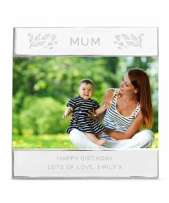 Personalised Silver Floral Square 6×4 Landscape Photo Frame