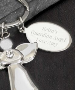 Personalised Silver Plated Angel Keyring