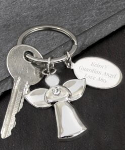 Personalised Silver Plated Angel Keyring