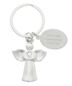 Personalised Silver Plated Angel Keyring