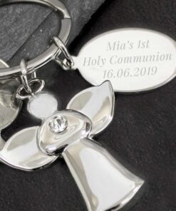 Personalised Silver Plated Angel Keyring