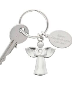 Personalised Silver Plated Angel Keyring