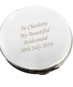Personalised Silver Round Compact Mirror