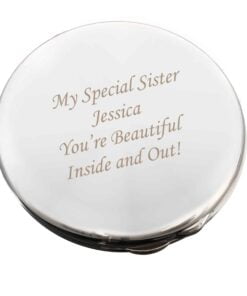 Personalised Silver Round Compact Mirror