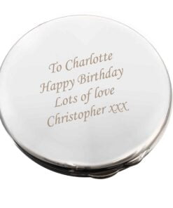 Personalised Silver Round Compact Mirror