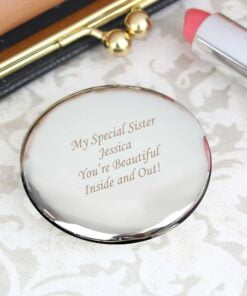 Personalised Silver Round Compact Mirror