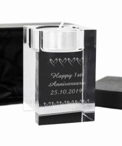 Personalised Small Hearts Glass Tea Light Candle Holder