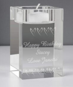 Personalised Small Hearts Glass Tea Light Candle Holder