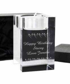 Personalised Small Hearts Glass Tea Light Candle Holder