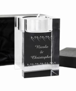 Personalised Small Hearts Glass Tea Light Candle Holder