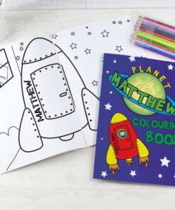 Personalised Space Colouring Book with Pencil Crayons