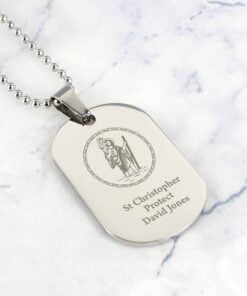 Personalised St Christopher Stainless Steel Dog Tag Necklace