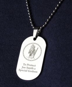 Personalised St Christopher Stainless Steel Dog Tag Necklace