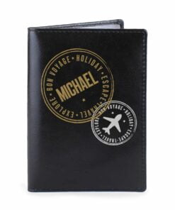 Personalised Stamped Black Passport Holder