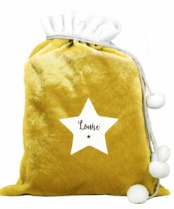 Personalised Star Luxury Pom Pom Gold Sack