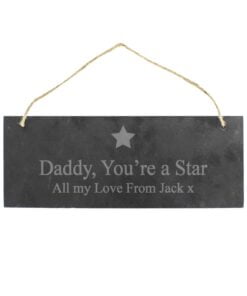 Personalised Star Motif Hanging Slate Plaque