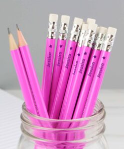 Personalised Star Motif Pink Pencils