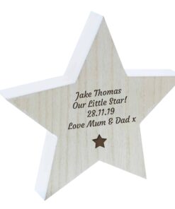 Personalised Star Motif Rustic Wooden Star Decoration
