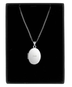 Personalised Sterling Silver Oval Locket Necklace