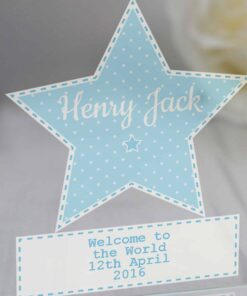 Personalised Stitch & Dot Baby Boy Large Crystal Token