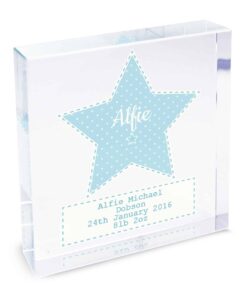 Personalised Stitch & Dot Baby Boy Large Crystal Token