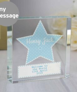 Personalised Stitch & Dot Baby Boy Large Crystal Token