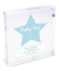 Personalised Stitch & Dot Baby Boy Large Crystal Token