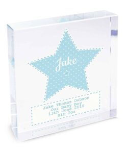 Personalised Stitch & Dot Baby Boy Large Crystal Token