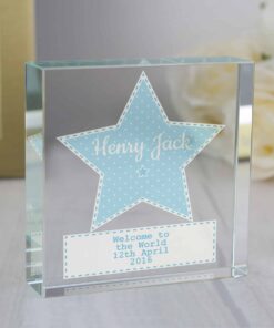 Personalised Stitch & Dot Baby Boy Large Crystal Token