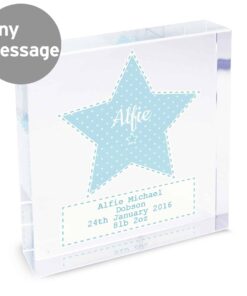 Personalised Stitch & Dot Baby Boy Large Crystal Token
