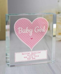 Personalised Stitch & Dot Baby Girl Large Crystal Token