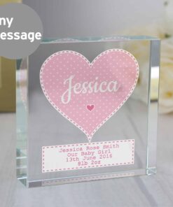 Personalised Stitch & Dot Baby Girl Large Crystal Token