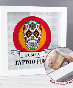 Personalised Sugar Skull Tattoo Fund and Keepsake Box