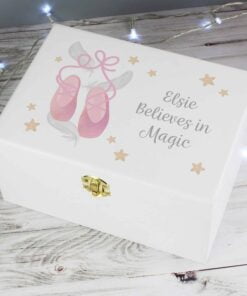 Personalised Swan Lake Ballet White Wooden Keepsake Box