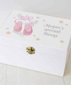 Personalised Swan Lake Ballet White Wooden Keepsake Box