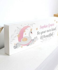 Personalised Swan Lake Wooden Block Sign