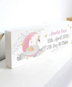 Personalised Swan Lake Wooden Block Sign