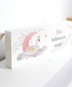Personalised Swan Lake Wooden Block Sign