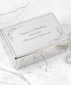 Personalised Swirl Rectangular Jewellery Box