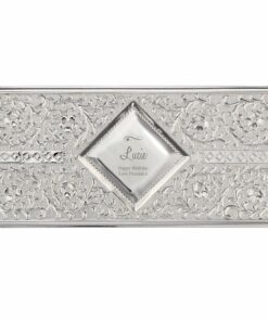 Personalised Swirls & Hearts Antique Silver Plated Jewellery Box