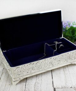 Personalised Swirls & Hearts Antique Silver Plated Jewellery Box