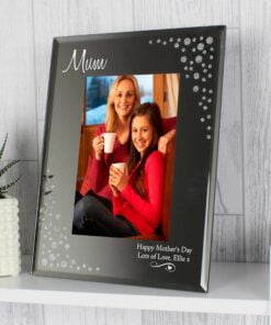 Personalised Swirls & Hearts Diamante 4×6 Glass Photo Frame