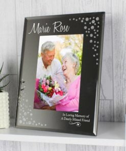 Personalised Swirls & Hearts Diamante 4×6 Glass Photo Frame