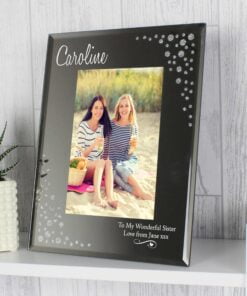 Personalised Swirls & Hearts Diamante 4×6 Glass Photo Frame
