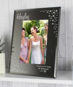 Personalised Swirls & Hearts Diamante 4×6 Glass Photo Frame