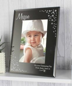 Personalised Swirls & Hearts Diamante 4×6 Glass Photo Frame