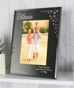 Personalised Swirls & Hearts Diamante 4×6 Glass Photo Frame